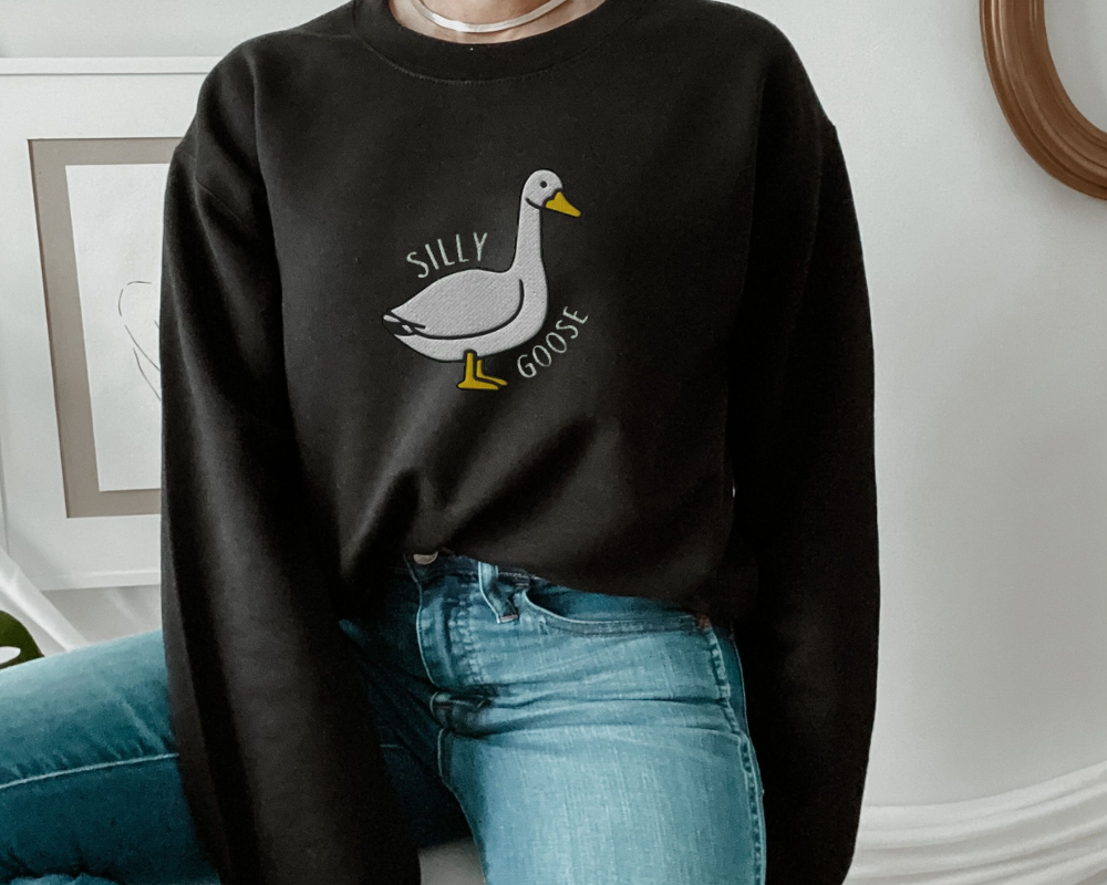 Silly Goose Embroidered Crewneck Sweatshirt